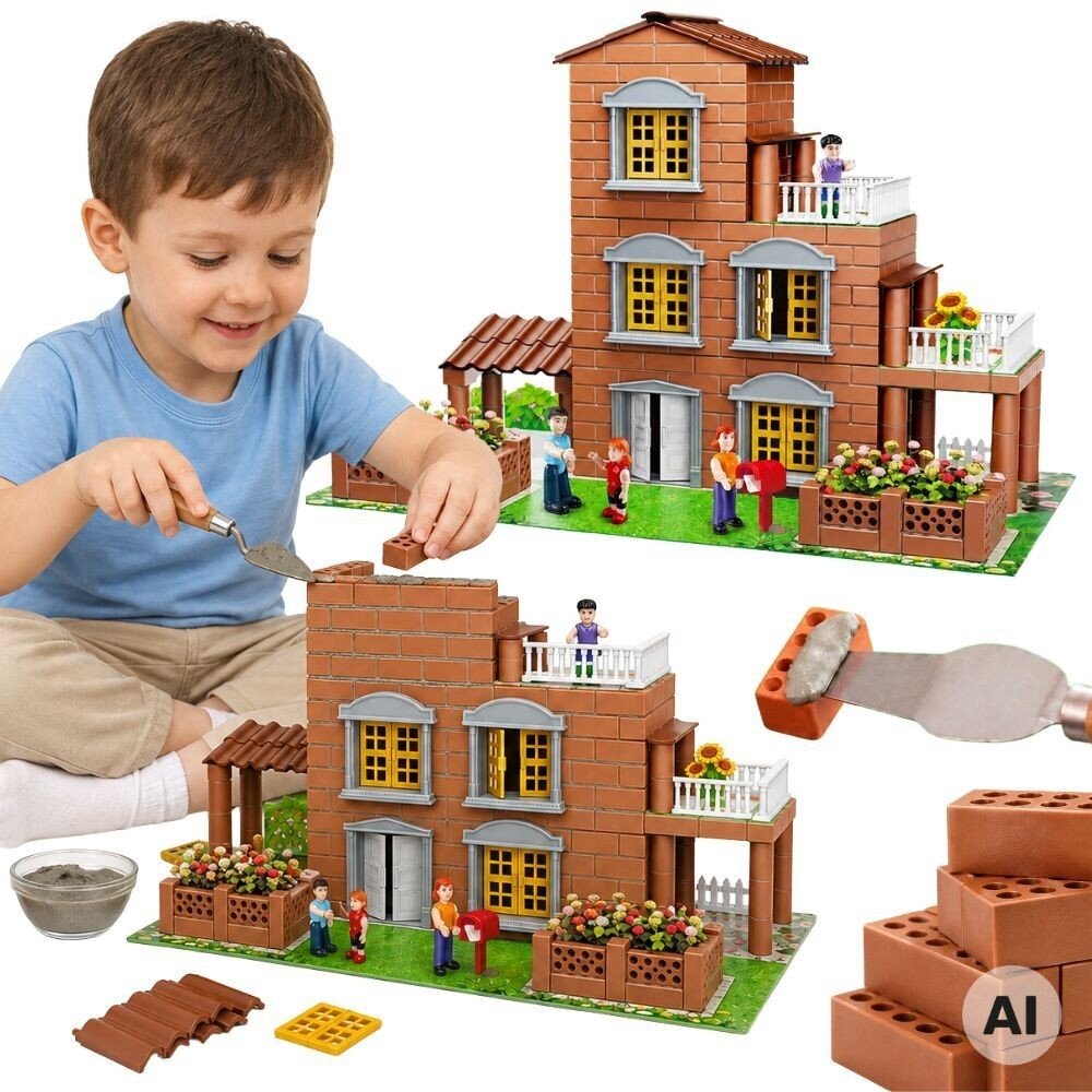 WOOPIE Konstrukcinis rinkinys Vila iš plytelių 454 vnt. Mažasis architektas