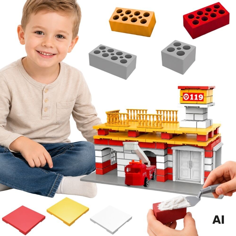 WOOPIE DIY konstravimo rinkinys Gaisrinė su gaisriniu automobiliu 140 el. vaikams WOOPIE DIY konstravimo rinkinys Gaisrinė su gaisriniu automobiliu 140 el. vaikams