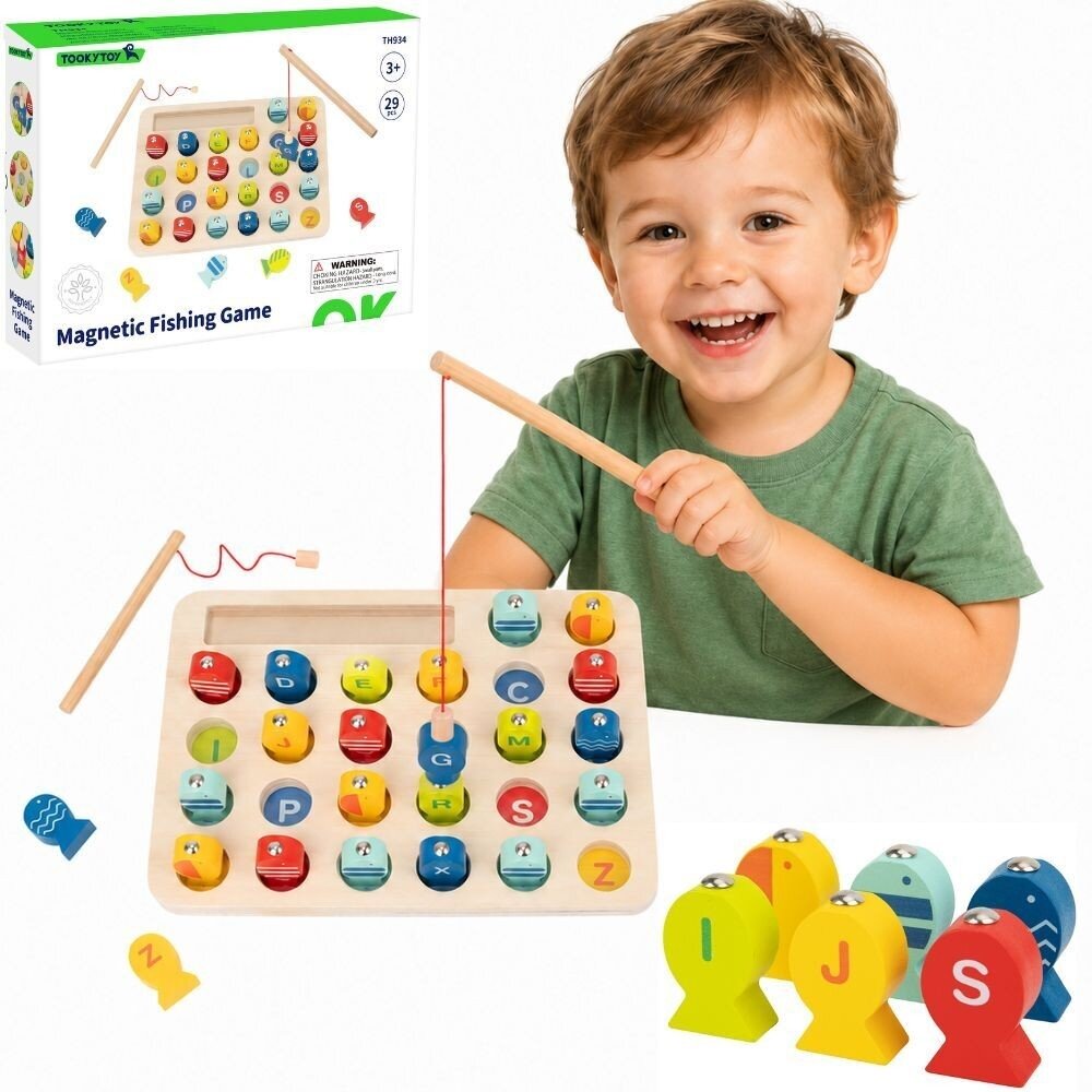 Tooky Toy Medinis žaidimas Žvejyba Raidžių mokymasis 29 el.