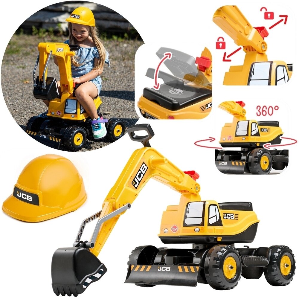 FALK ekskavatorius JCB DIGGER, besisukantis, geltonas, judantis kaušas, nuo 3 metų.