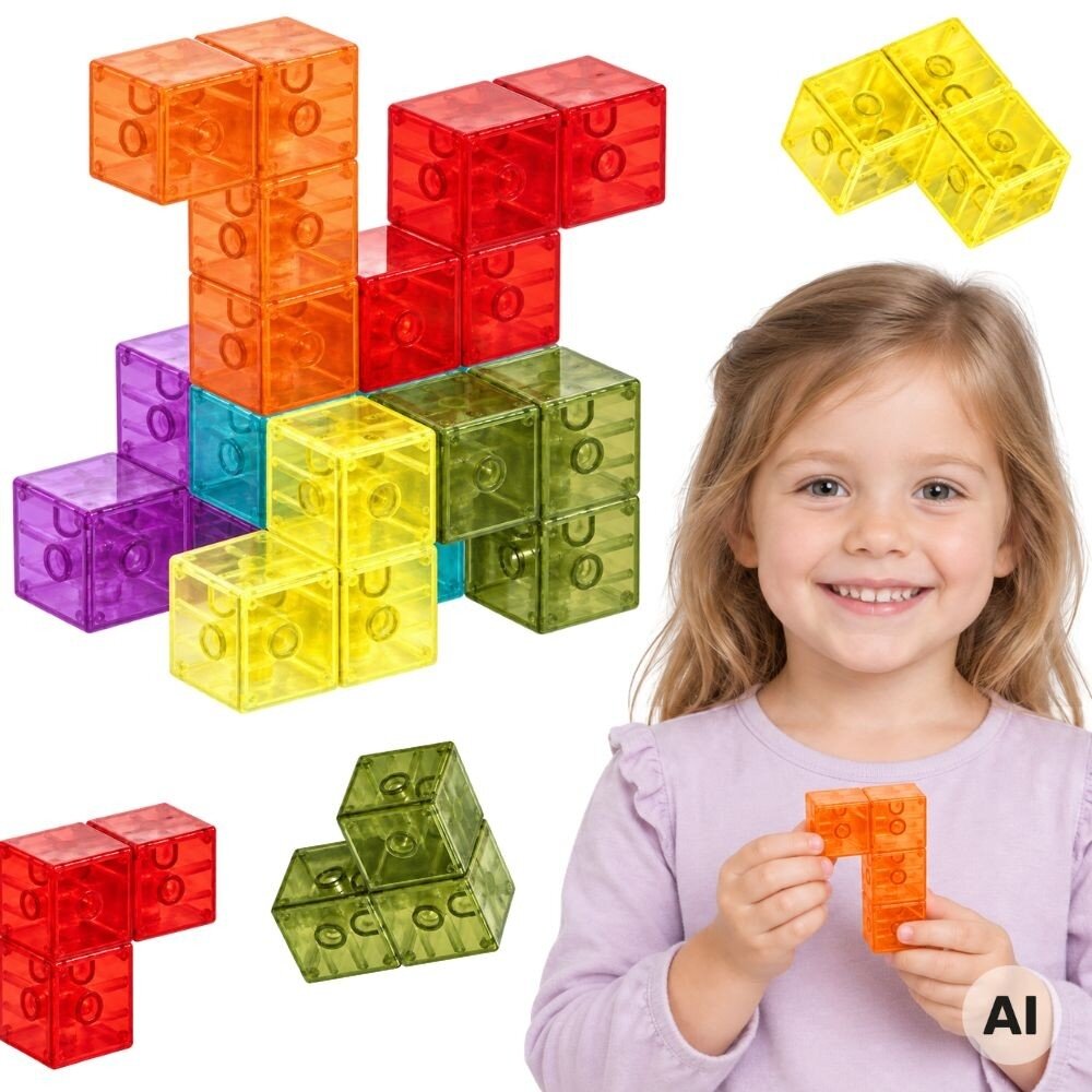 Woopie magnetinės kaladėlės Tetris 3D konstravimo dėlionė