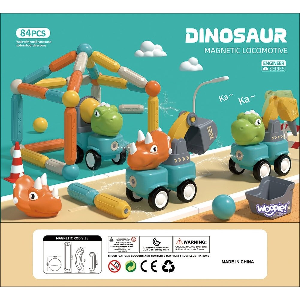 WOOPIE magnetinės konstravimo kaladėlės Dinozaurai 84 el. 15 WOOPIE magnetinės konstravimo kaladėlės Dinozaurai 84 el. 15