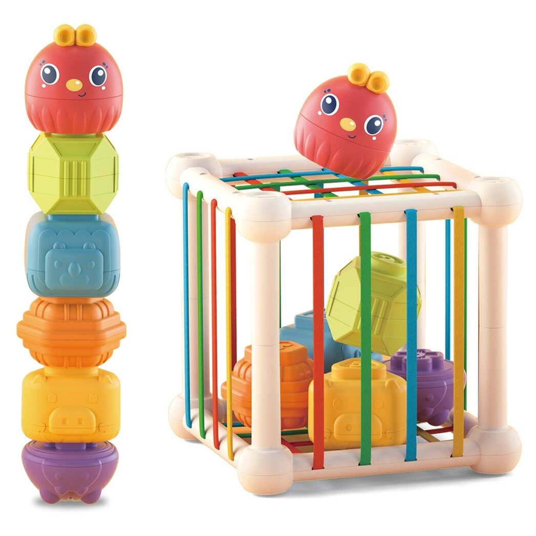 WOOPIE BABY Elastingas sensorinis kubas – rūšiuoklis vaikams Gyvūnėliai + barškutis 7 el. WOOPIE BABY Elastingas sensorinis kubas – rūšiuoklis vaikams Gyvūnėliai + barškutis 7 el.