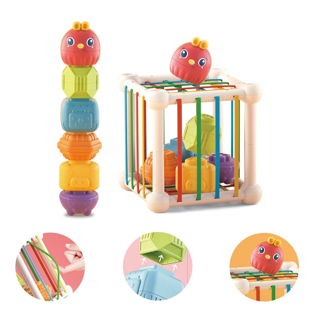 WOOPIE BABY Elastingas sensorinis kubas – rūšiuoklis vaikams Gyvūnėliai + barškutis 7 el. 5 WOOPIE BABY Elastingas sensorinis kubas – rūšiuoklis vaikams Gyvūnėliai + barškutis 7 el. 5