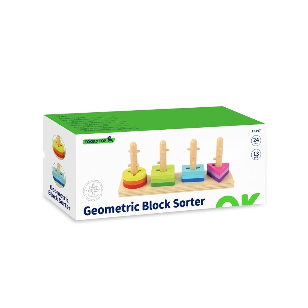 TOOKY TOY formų rūšiuoklis su spalvotomis Montessori kaladėlėmis 8