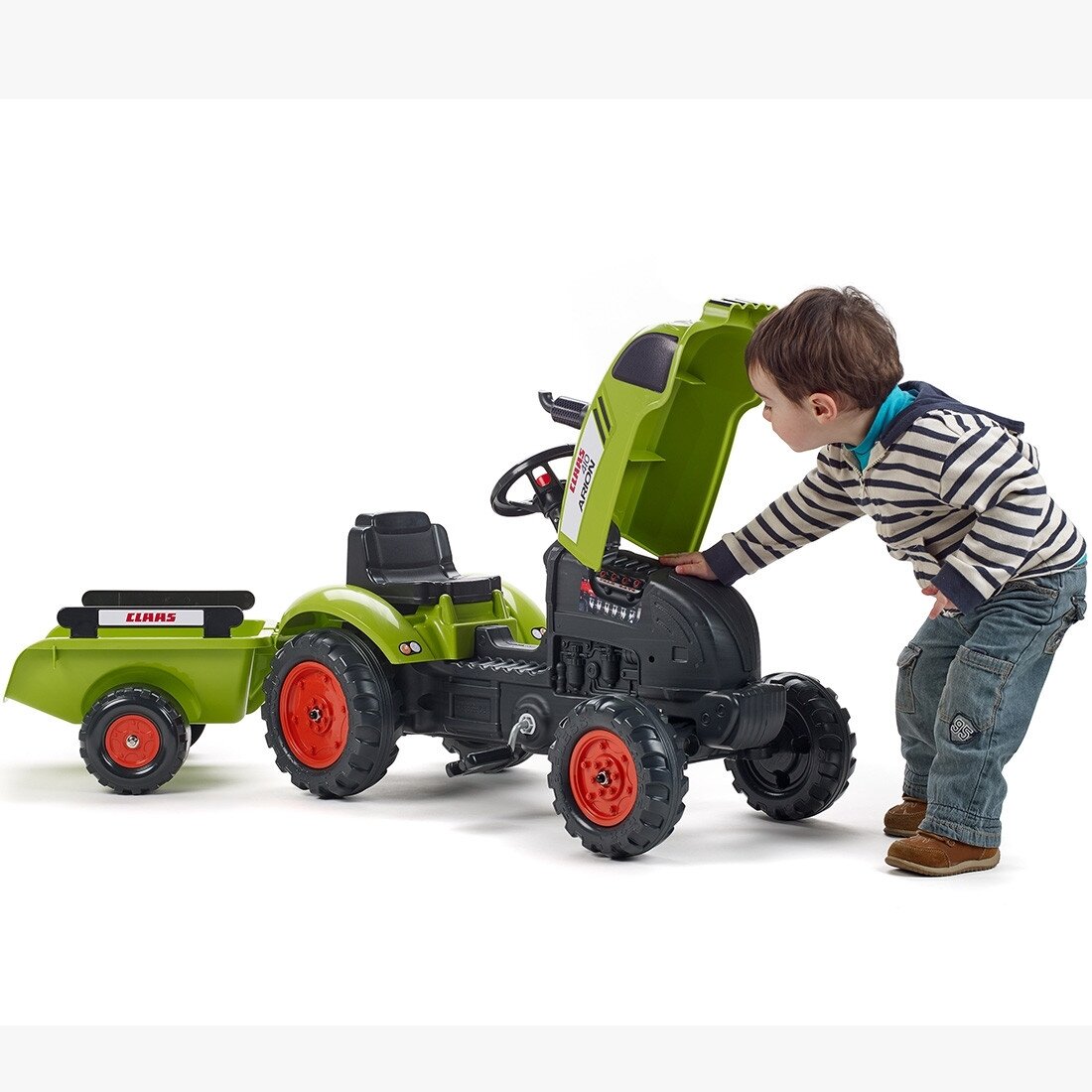 FALK Claas žalias pedalinis traktoriukas su signalu ir priekaba 2–5 m. 6 FALK Claas žalias pedalinis traktoriukas su signalu ir priekaba 2–5 m. 6