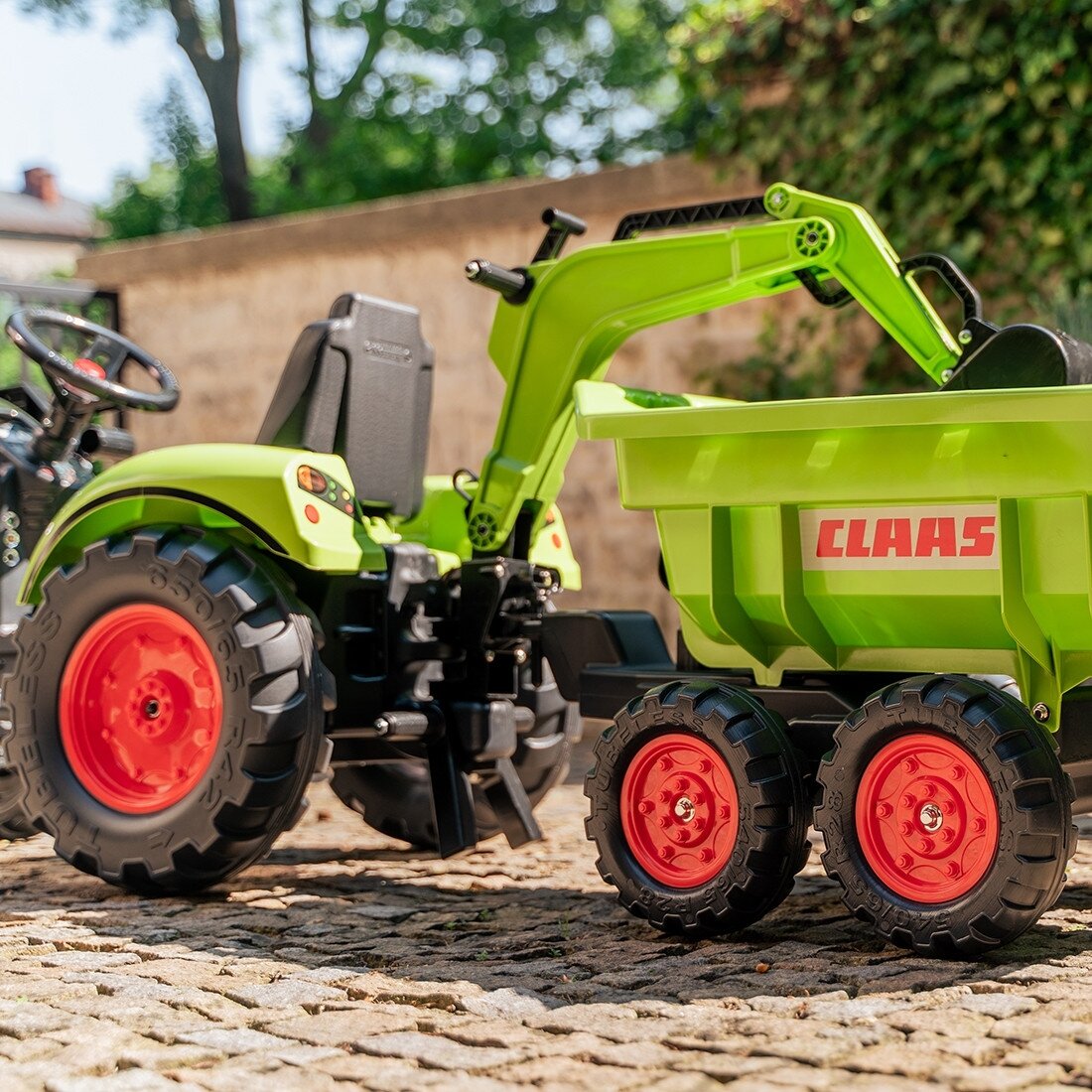 FALK pedalinis traktorius Claas Axos 330 su ekskavatorium ir priekaba 3–7 m. 4