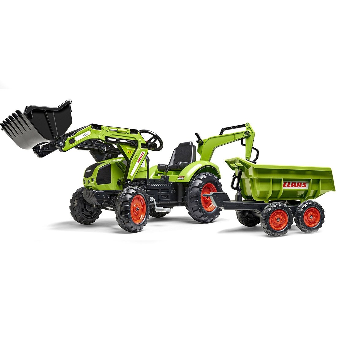 FALK pedalinis traktorius Claas Axos 330 su ekskavatorium ir priekaba 3–7 m. 13 FALK pedalinis traktorius Claas Axos 330 su ekskavatorium ir priekaba 3–7 m. 13