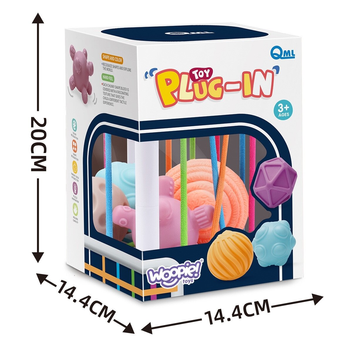 WOOPIE BABY Elastingas sensorinis kubas-rūšiuoklis vaikams Pašėlusios formos 5 vnt. 7