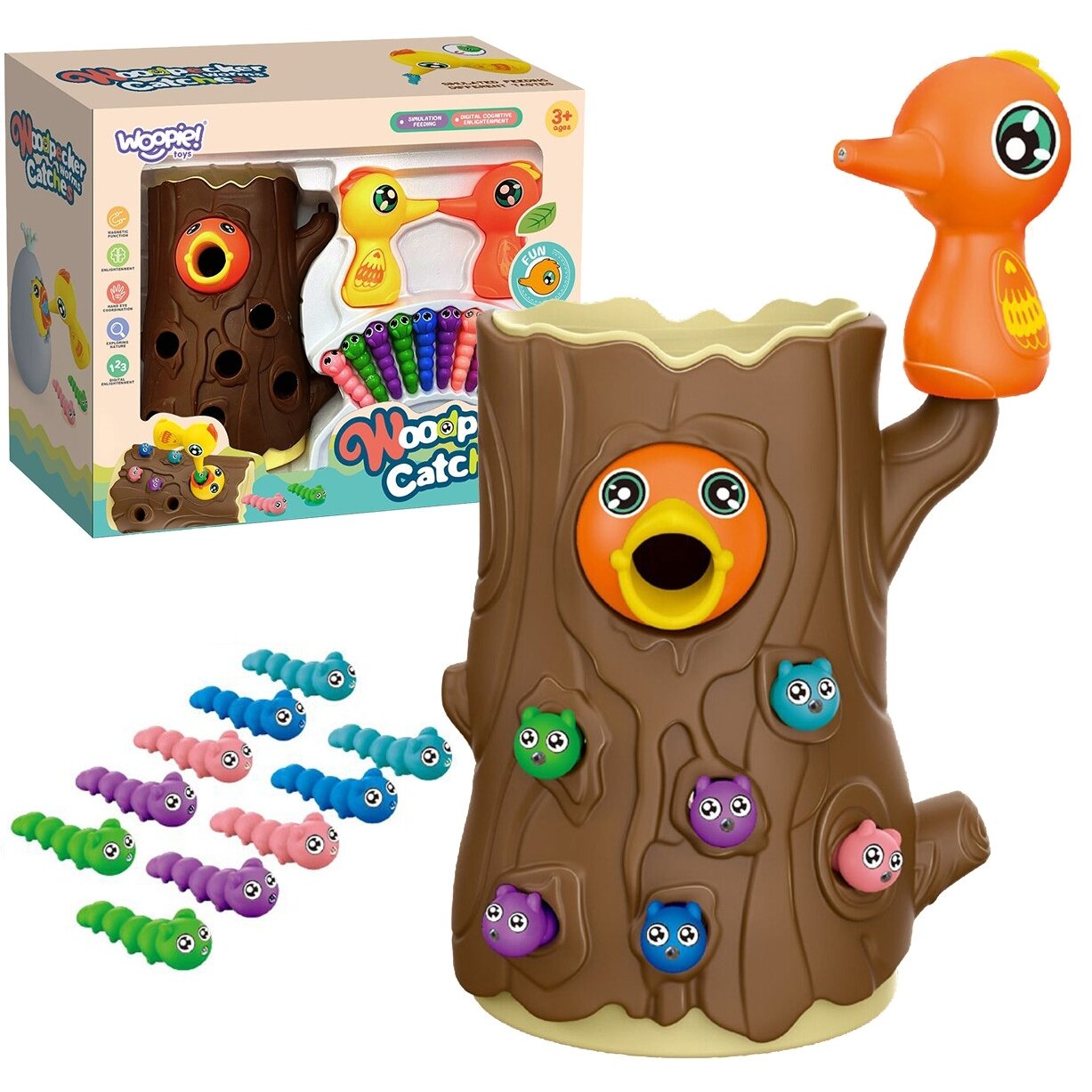 WOOPIE Magnetinis vikrumo žaidimas Pagauk kirminėlį 2 geniai + 10 kirminėlių WOOPIE Magnetinis vikrumo žaidimas Pagauk kirminėlį 2 geniai + 10 kirminėlių