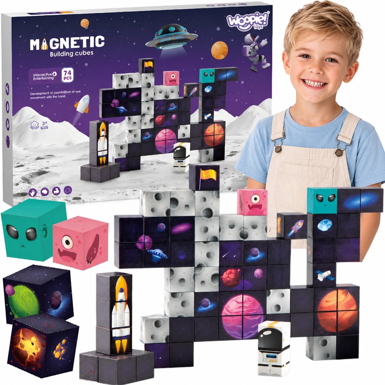 WOOPIE Magnetinės konstrukcinės kaladėlės Kosmosas 74 vnt. WOOPIE Magnetinės konstrukcinės kaladėlės Kosmosas 74 vnt.