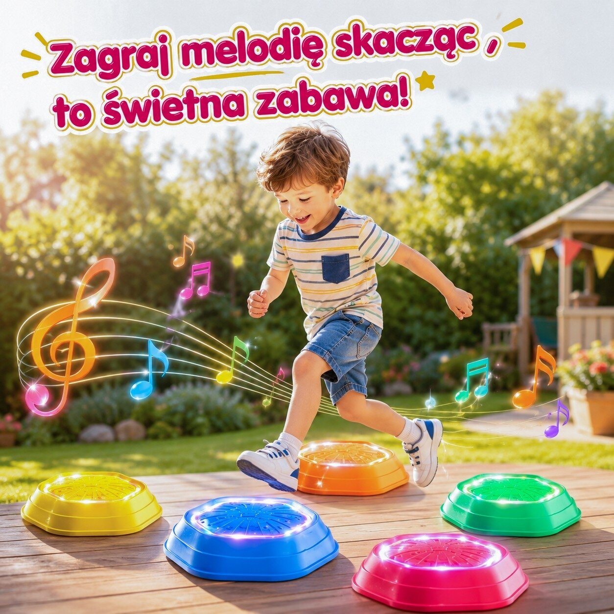 WOOPIE Interaktyvūs pusiausvyros akmenys su garsu ir šviesa 5 vnt. 2