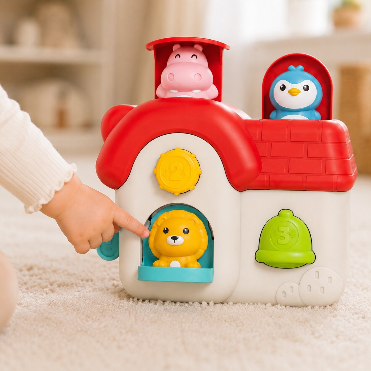 WOOPIE BABY Interaktyvus Pop-Up namelis Iššokantys gyvūnėliai Manipuliacinis žaislas 18m+ 2