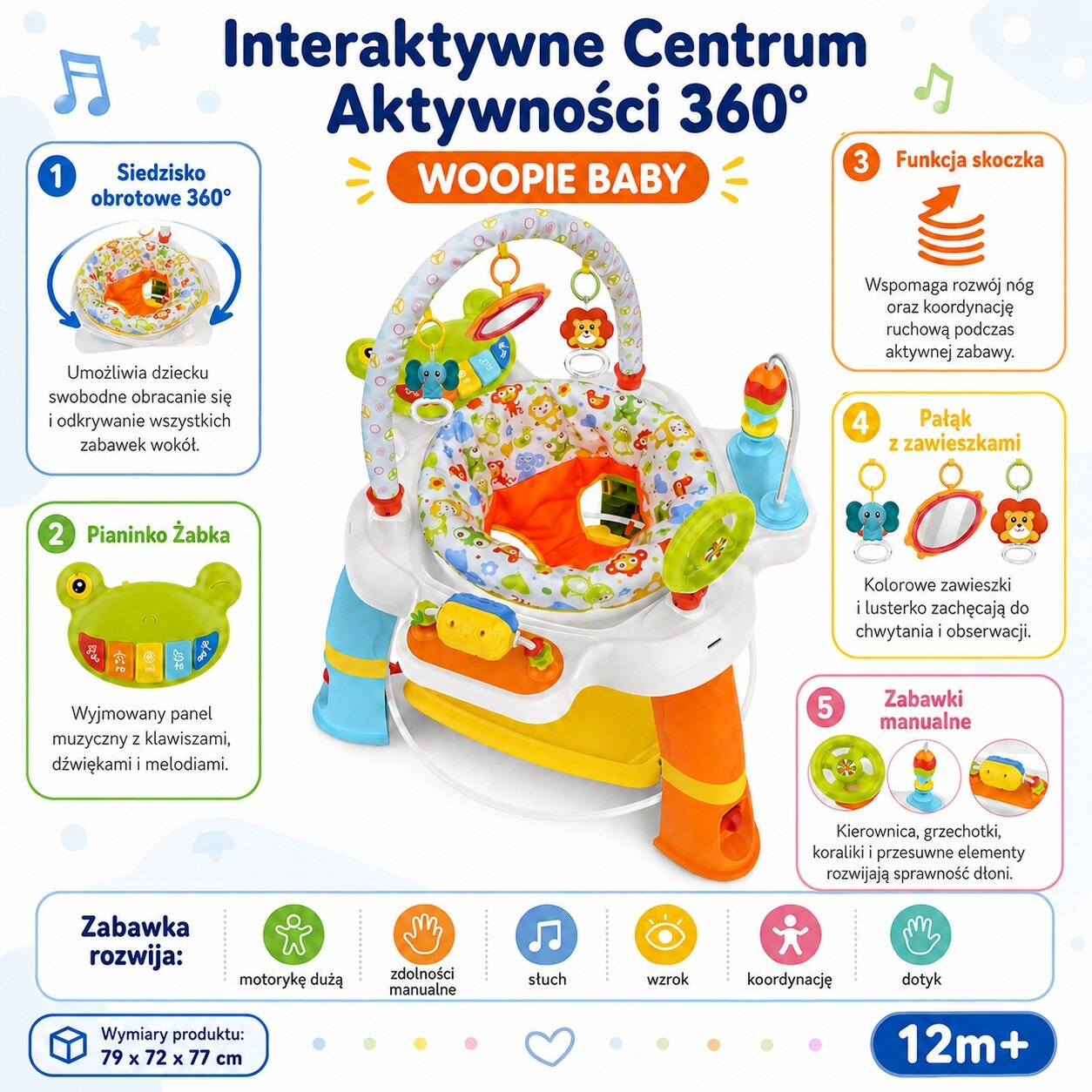 WOOPIE BABY Interaktyvus sukamas sėdynės centras – veiklos centras 12m+ 2 WOOPIE BABY Interaktyvus sukamas sėdynės centras – veiklos centras 12m+ 2