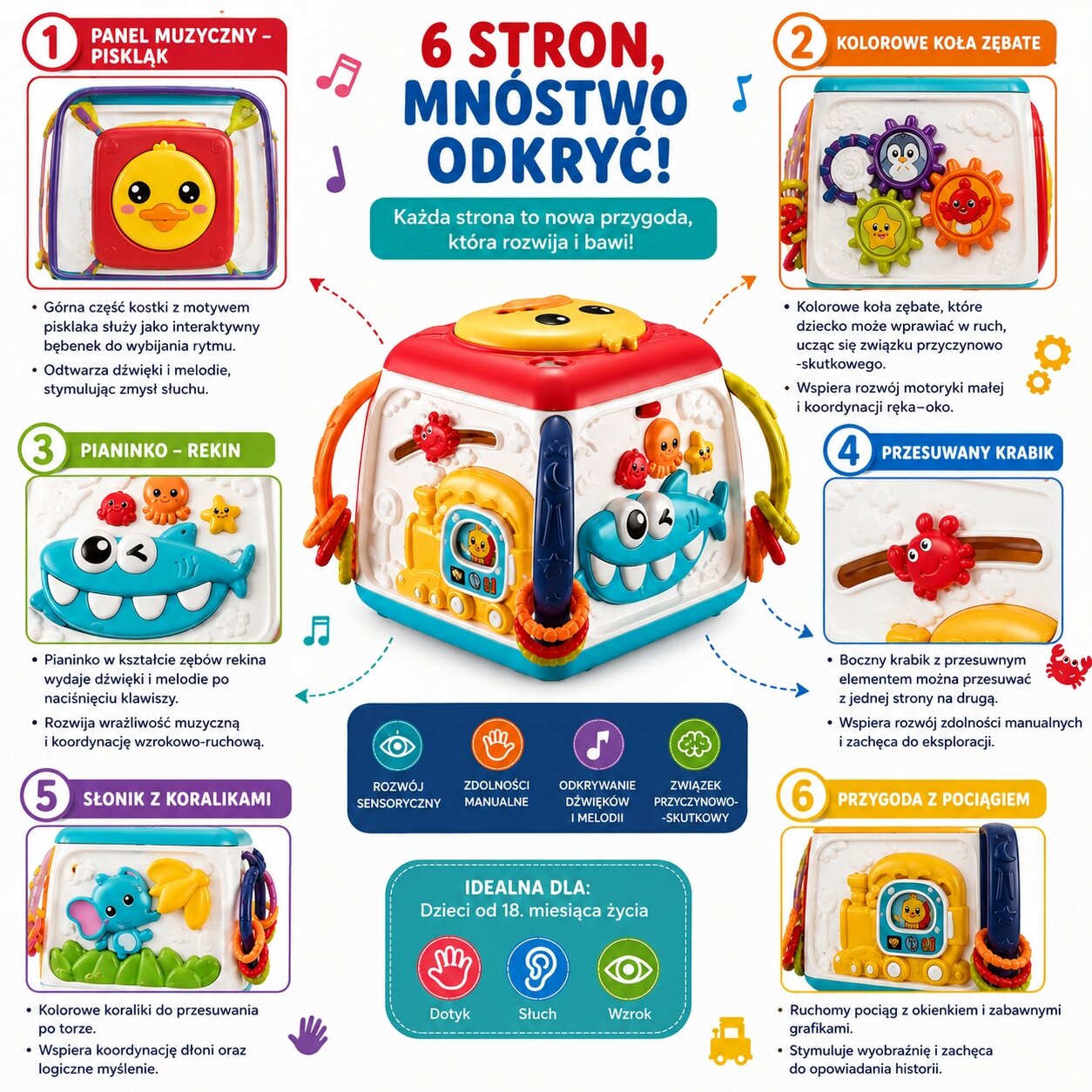 WOOPIE BABY Interaktyvus daugiafunkcis edukacinis kubas 18m+ 2 WOOPIE BABY Interaktyvus daugiafunkcis edukacinis kubas 18m+ 2