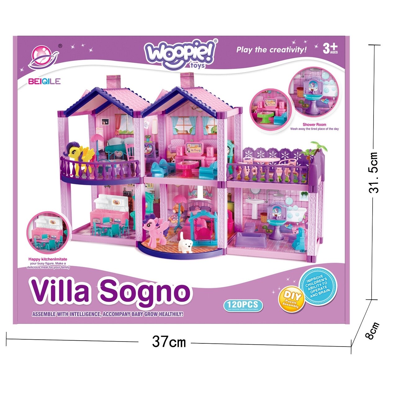 WOOPIE lėlių namelis poniams PONY FANTASY VILLA 120 el. 4 WOOPIE lėlių namelis poniams PONY FANTASY VILLA 120 el. 4