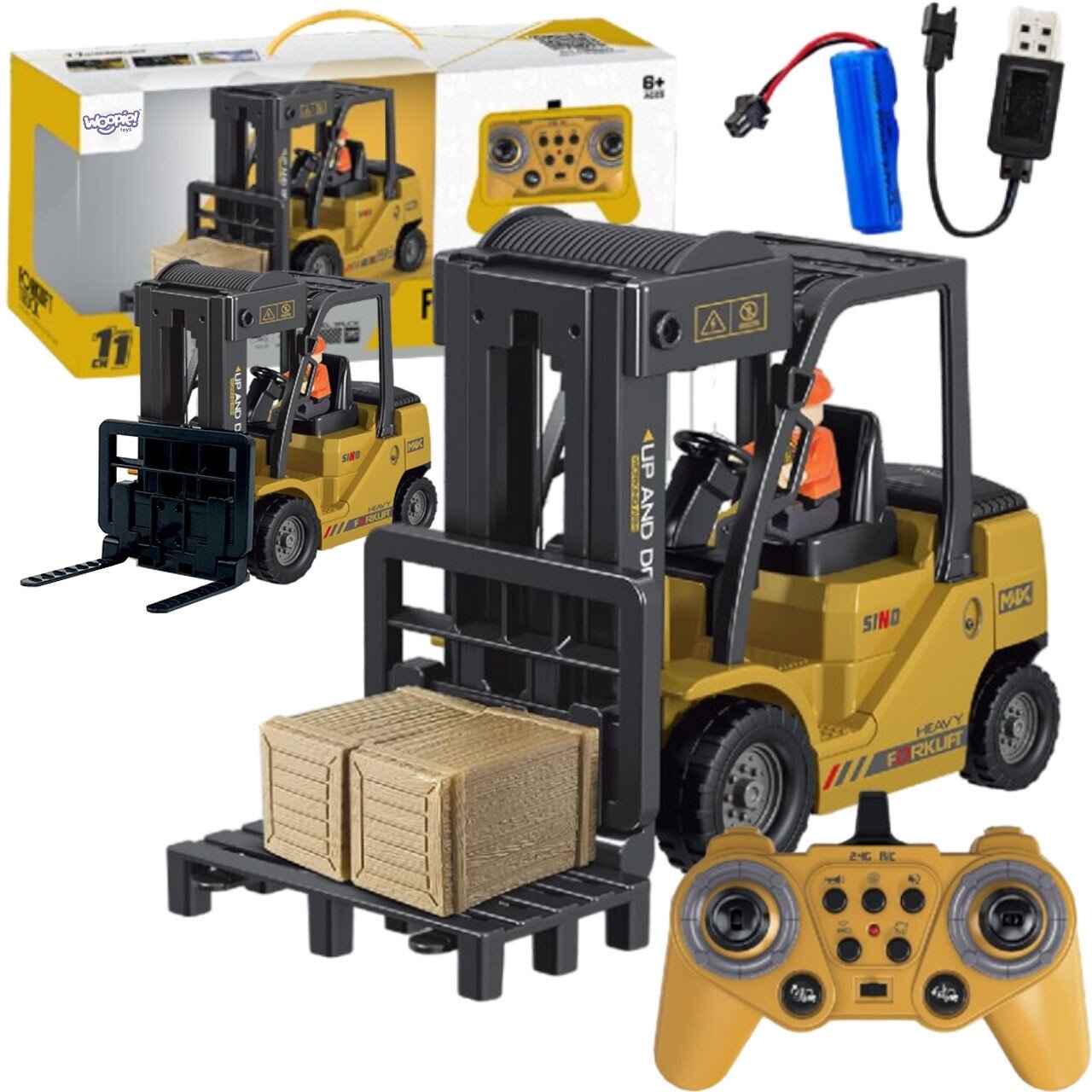 WOOPIE nuotoliniu būdu valdomas šakinis krautuvas 2in1 kranas RC - mastelis 1:24 WOOPIE nuotoliniu būdu valdomas šakinis krautuvas 2in1 kranas RC - mastelis 1:24
