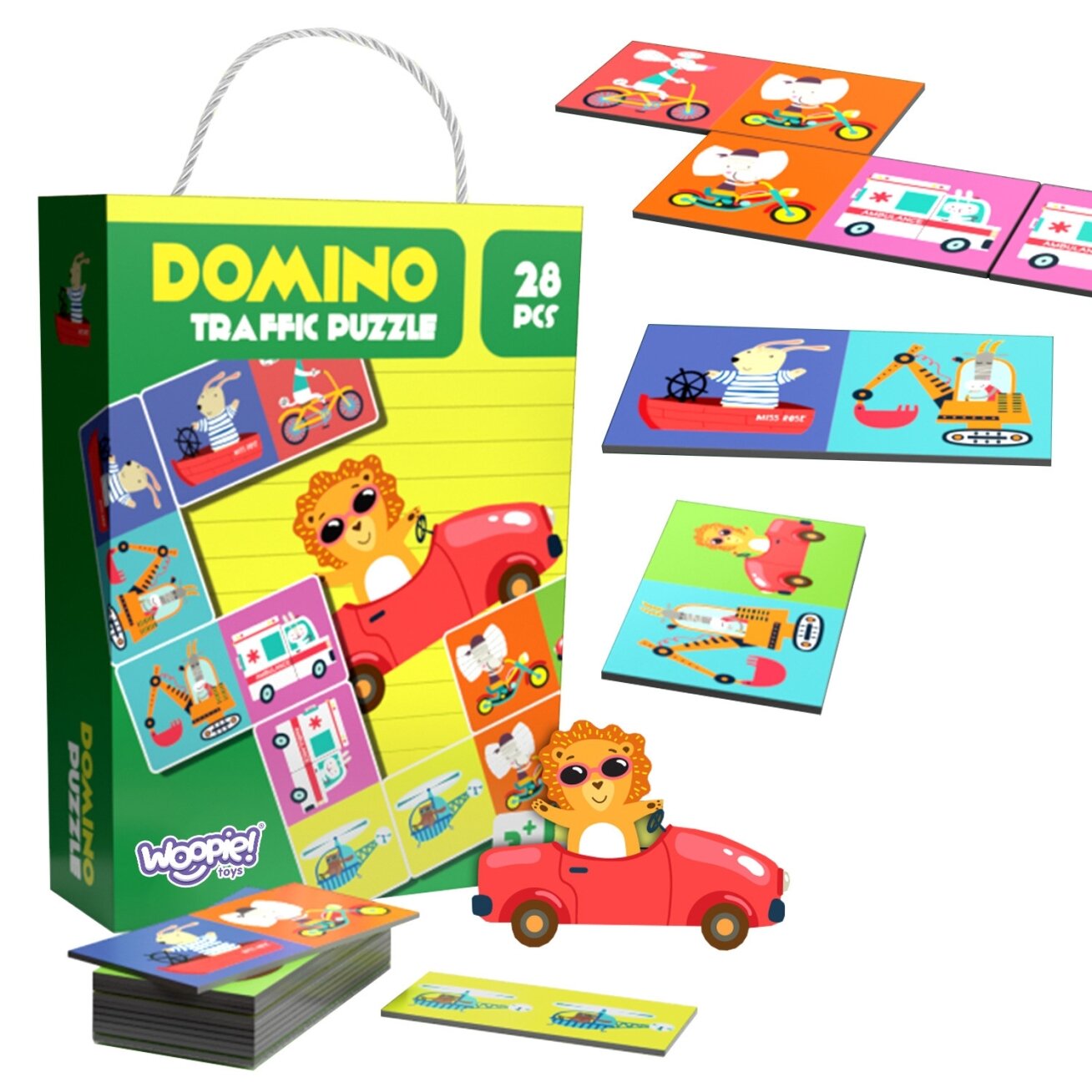 WOOPIE edukacinis žaidimas Transportas Gyvūnai Puzzle Domino Montessori WOOPIE edukacinis žaidimas Transportas Gyvūnai Puzzle Domino Montessori