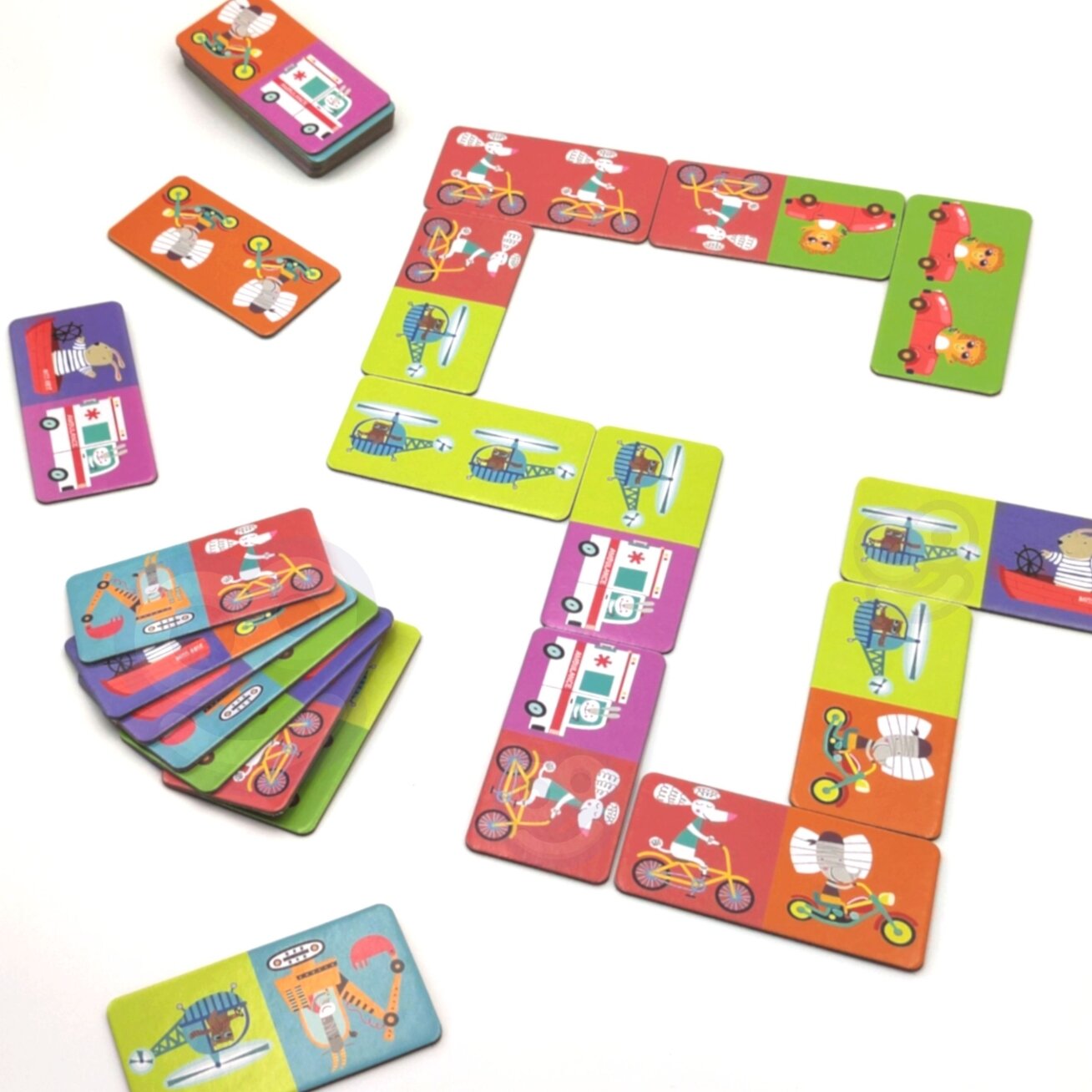 WOOPIE edukacinis žaidimas Transportas Gyvūnai Puzzle Domino Montessori 10