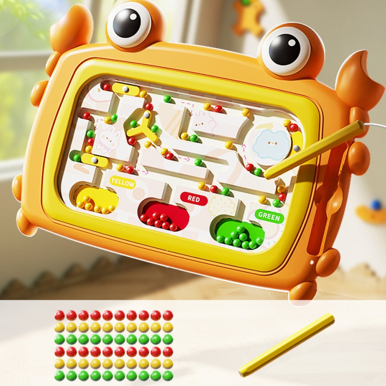 WOOPIE Montessori magnetinė lenta Labirintas Krabas Oranžinė 1