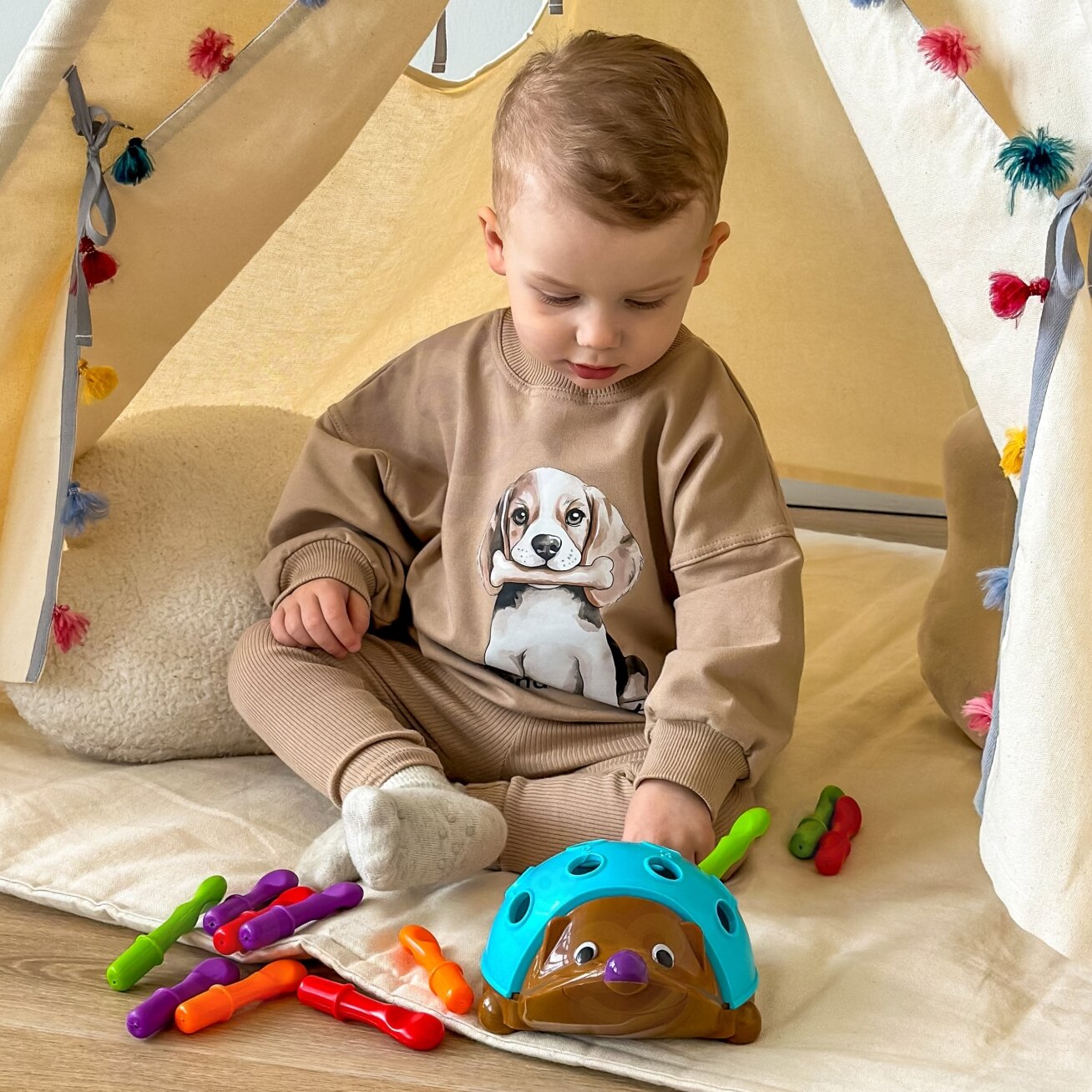 WOOPIE Lavinamasis žaidimas Ežiukas Sorteris Montessori Skaičių ir Spalvų Mokymasis 4in1 3