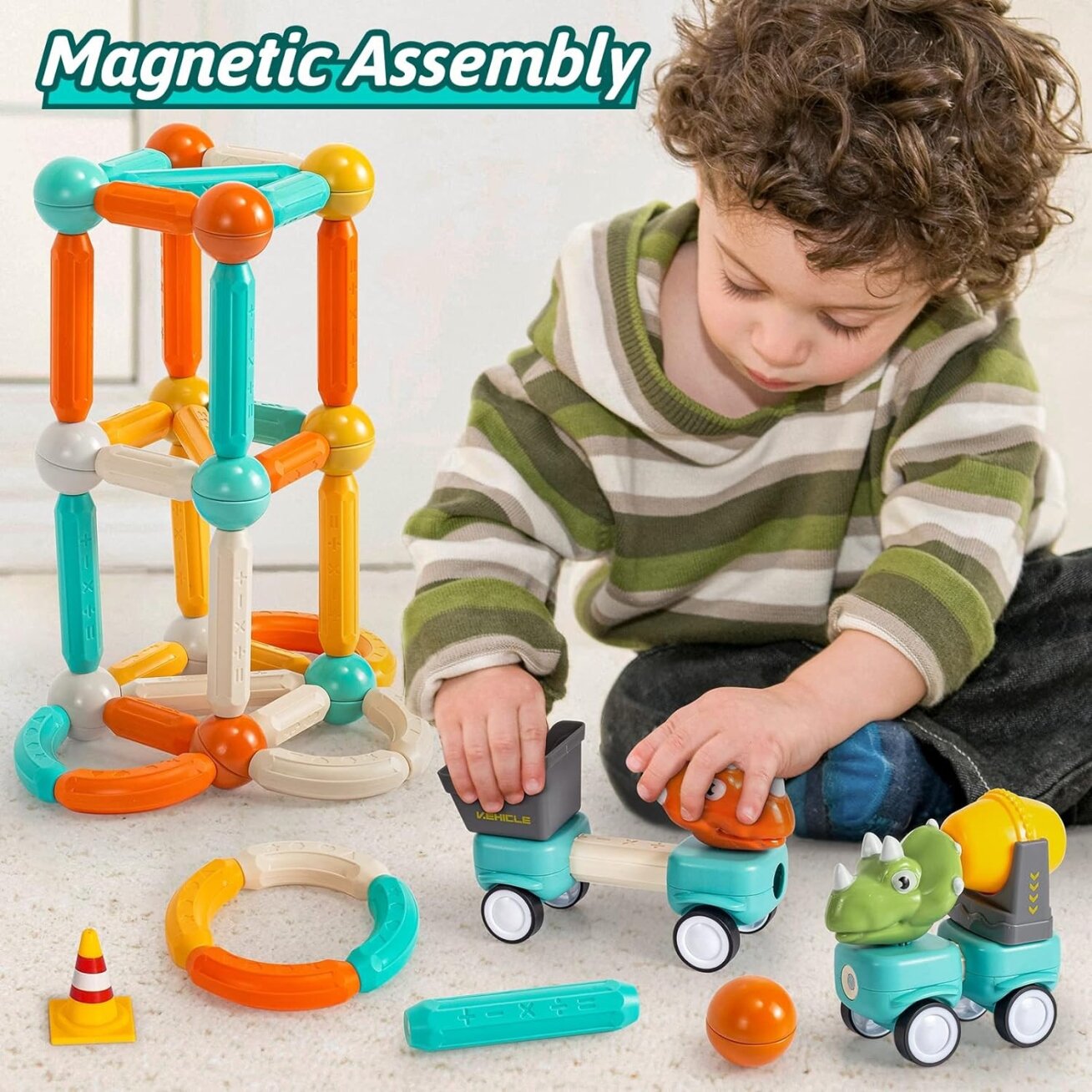 WOOPIE magnetinės konstravimo kaladėlės Dinozaurai 84 el. 5