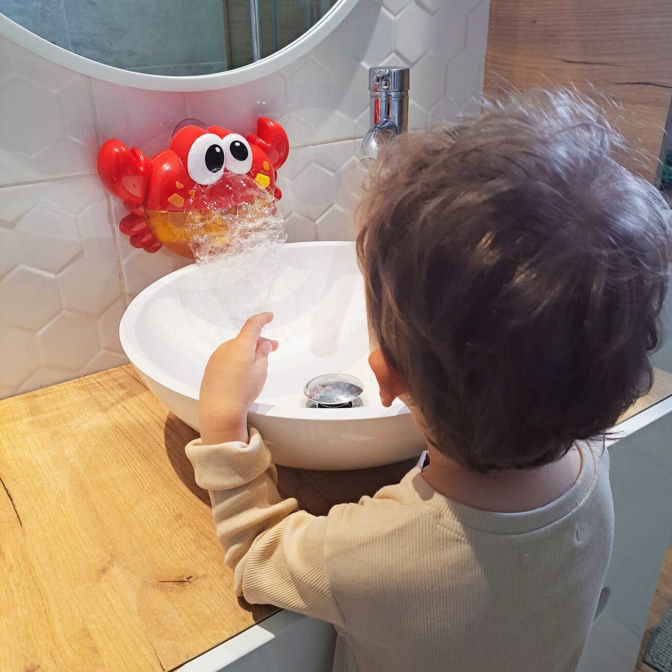 WOOPIE BABY Maudymosi žaislas Krabas putoms gaminti su melodija 2