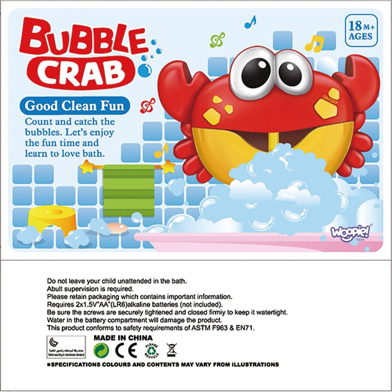 WOOPIE BABY Maudymosi žaislas Krabas putoms gaminti su melodija 4 WOOPIE BABY Maudymosi žaislas Krabas putoms gaminti su melodija 4