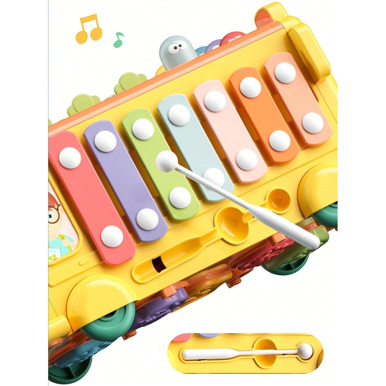 WOOPIE BABY Interaktyvus Montessori edukacinis autobusas 6in1 Plaktukas Ksilofonas +18 mėn. 6