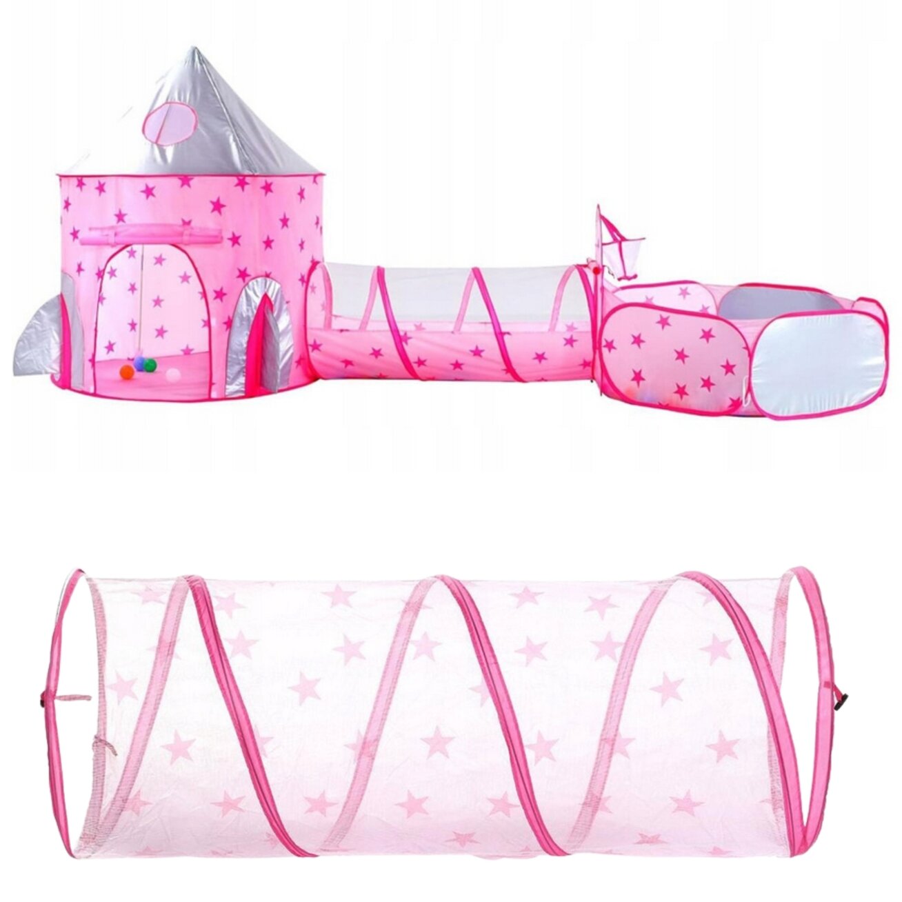 WOOPIE 3in1 palapinė Princesės rūmai XXL Namelis Tunelis Sausas baseinas 8 WOOPIE 3in1 palapinė Princesės rūmai XXL Namelis Tunelis Sausas baseinas 8