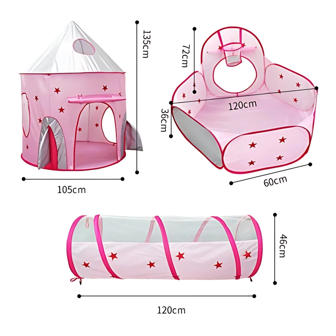 WOOPIE 3in1 palapinė Princesės rūmai XXL Namelis Tunelis Sausas baseinas 10 WOOPIE 3in1 palapinė Princesės rūmai XXL Namelis Tunelis Sausas baseinas 10