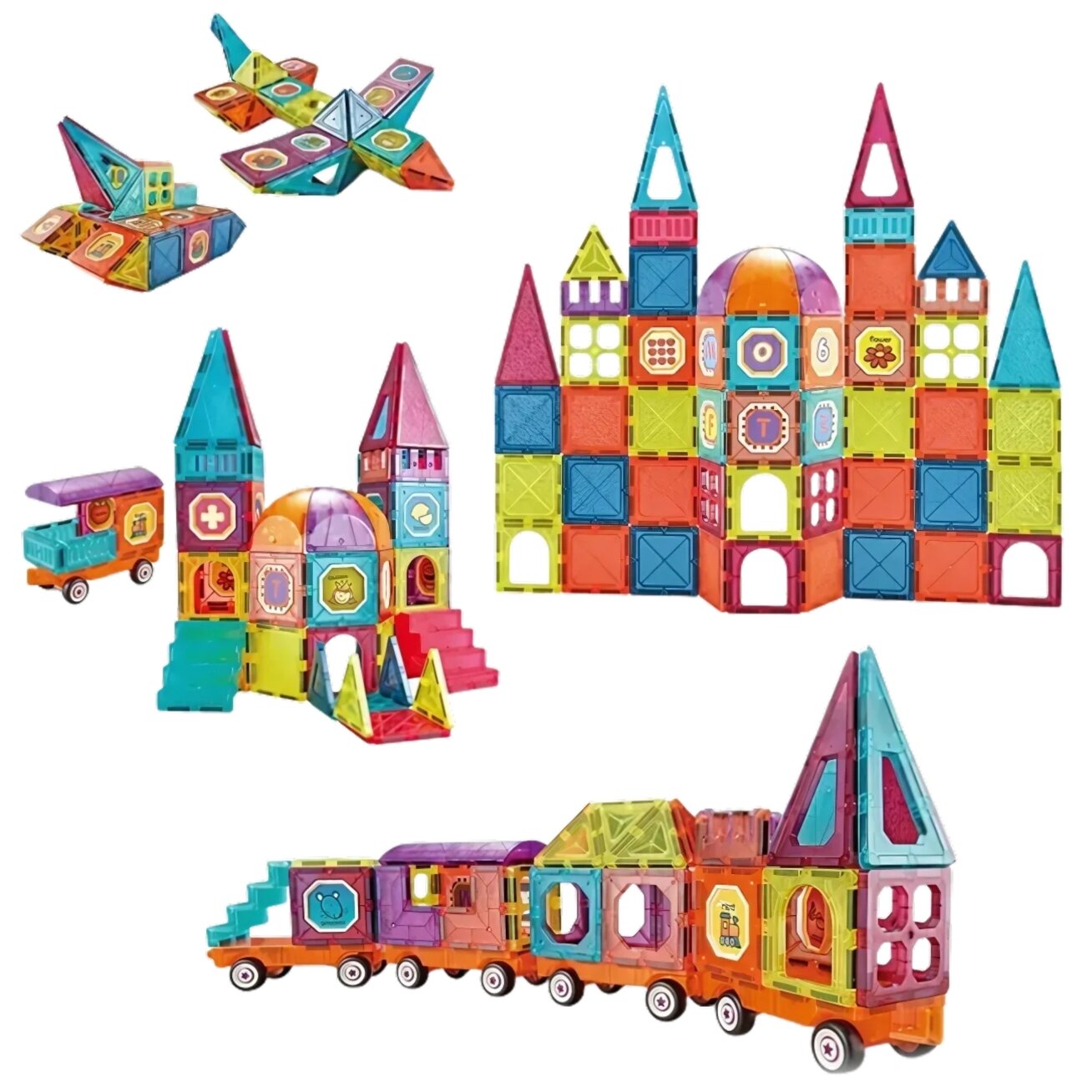 WOOPIE 3D magnetinės kaladėlės, traukinio rinkinys 71 el. 8