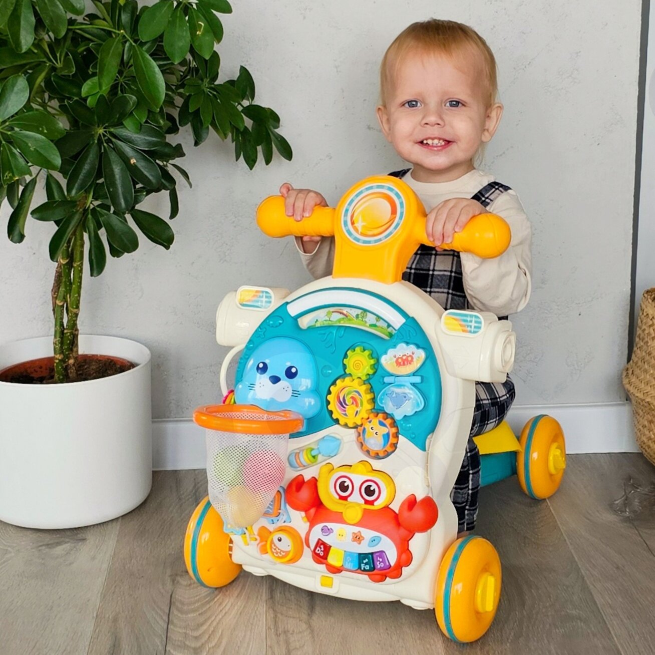 WOOPIE BABY Stumdukas Vaikštynė Edukacinis staliukas Paspirtukas Važinėjamas žaislas 4in1 1