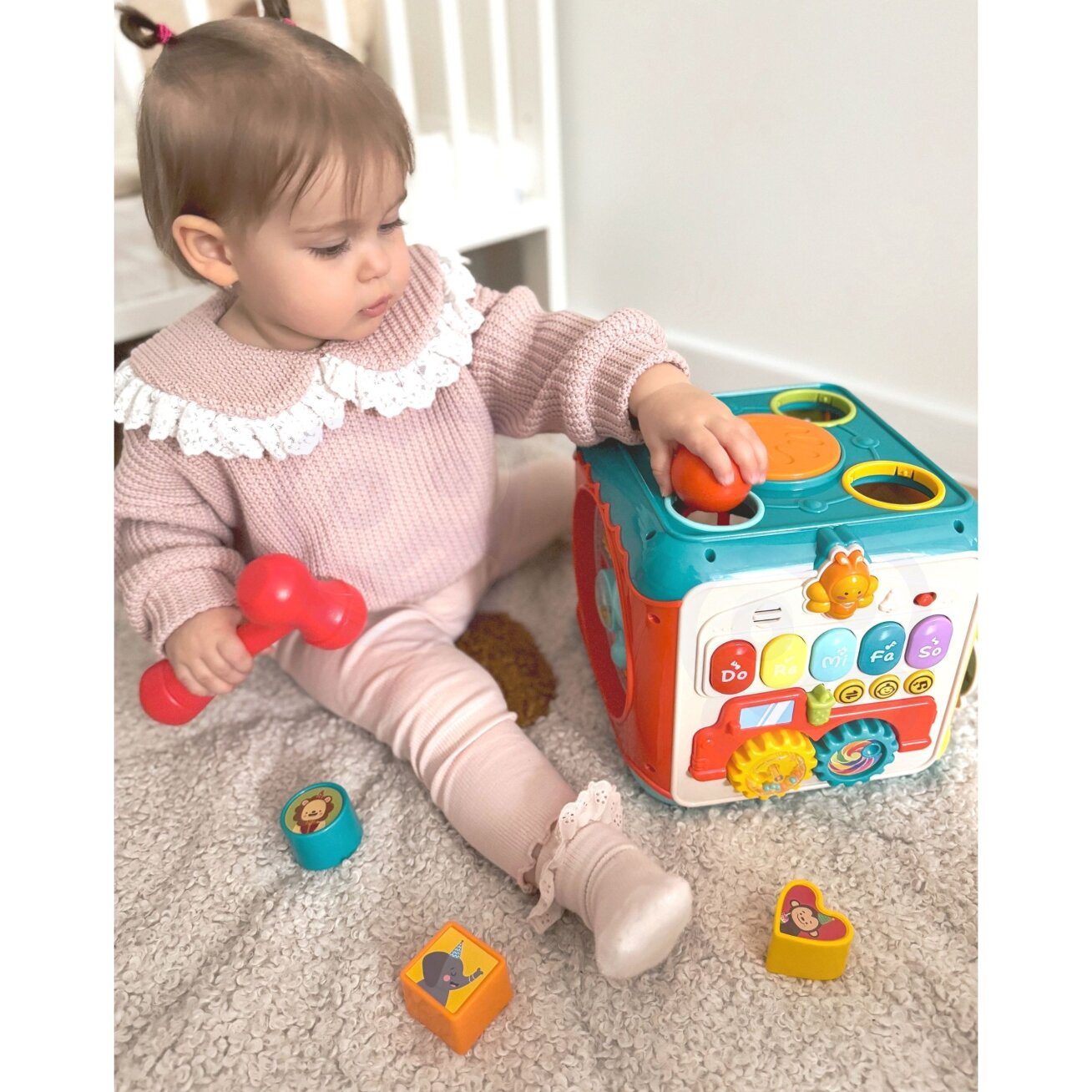 WOOPIE BABY Daugiafunkcis Montessori veiklos kubas 6in1 – 18 mėn.+ 3