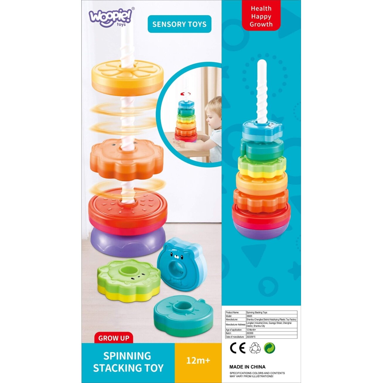 WOOPIE BABY Edukacinė piramidė Sukama bokšto formos Žvėreliai 11