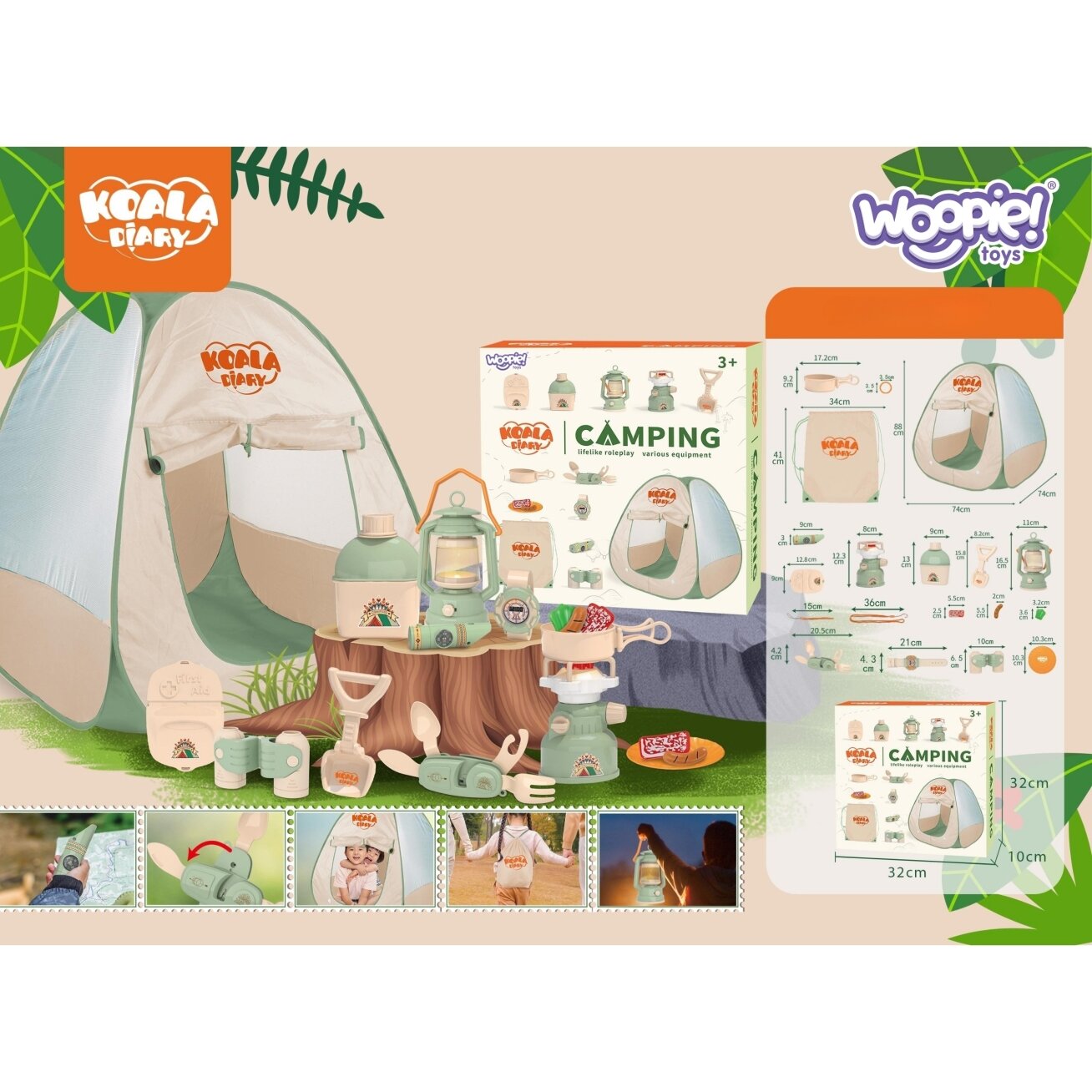 WOOPIE Discovery Mažojo tyrinėtojo rinkinys Kempingo palapinė XXL stovyklavimui 15 el. 3