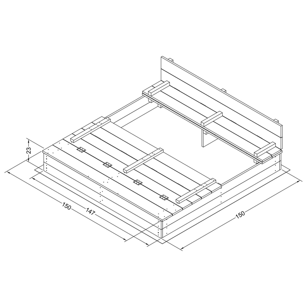 AXI smėlio dėžė XXL Ella 150 x 150 pilka 6