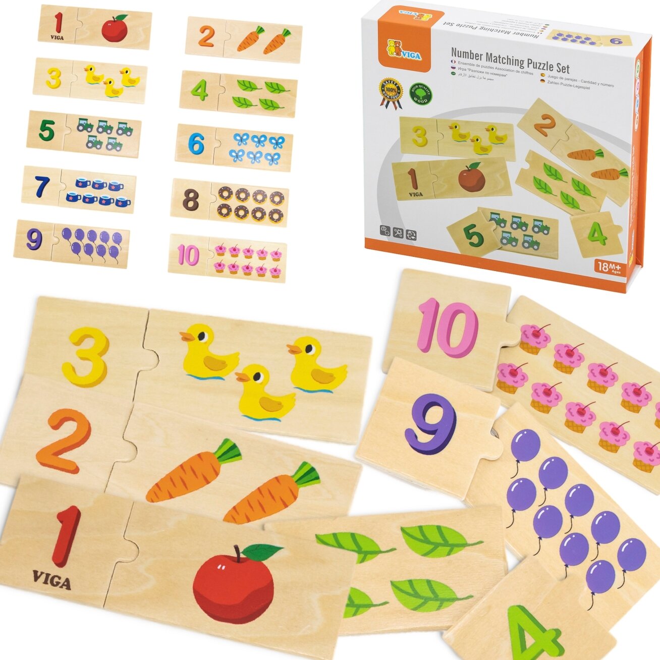 VIGA medinių dėlionių rinkinys „Suderink skaičius“ Montessori VIGA medinių dėlionių rinkinys „Suderink skaičius“ Montessori
