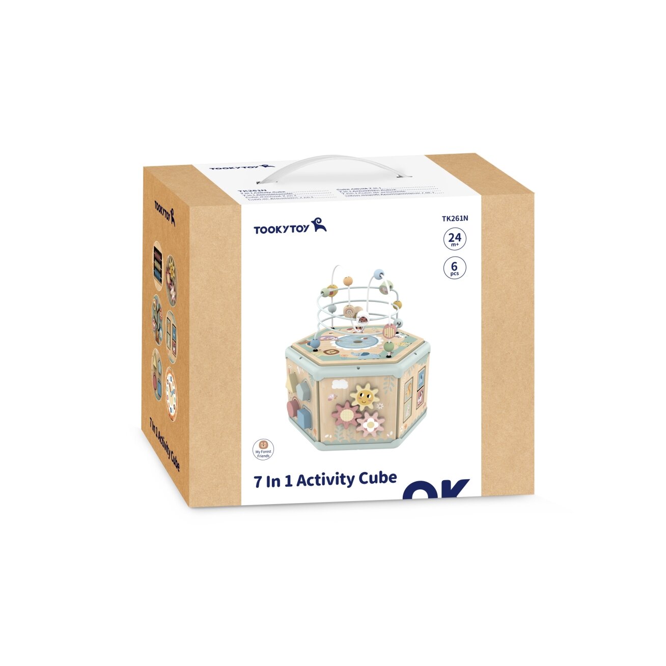 TOOKY TOY Interaktyvus medinis šešiakampis Montessori atidaromas dėžutės tipo žaislas 15