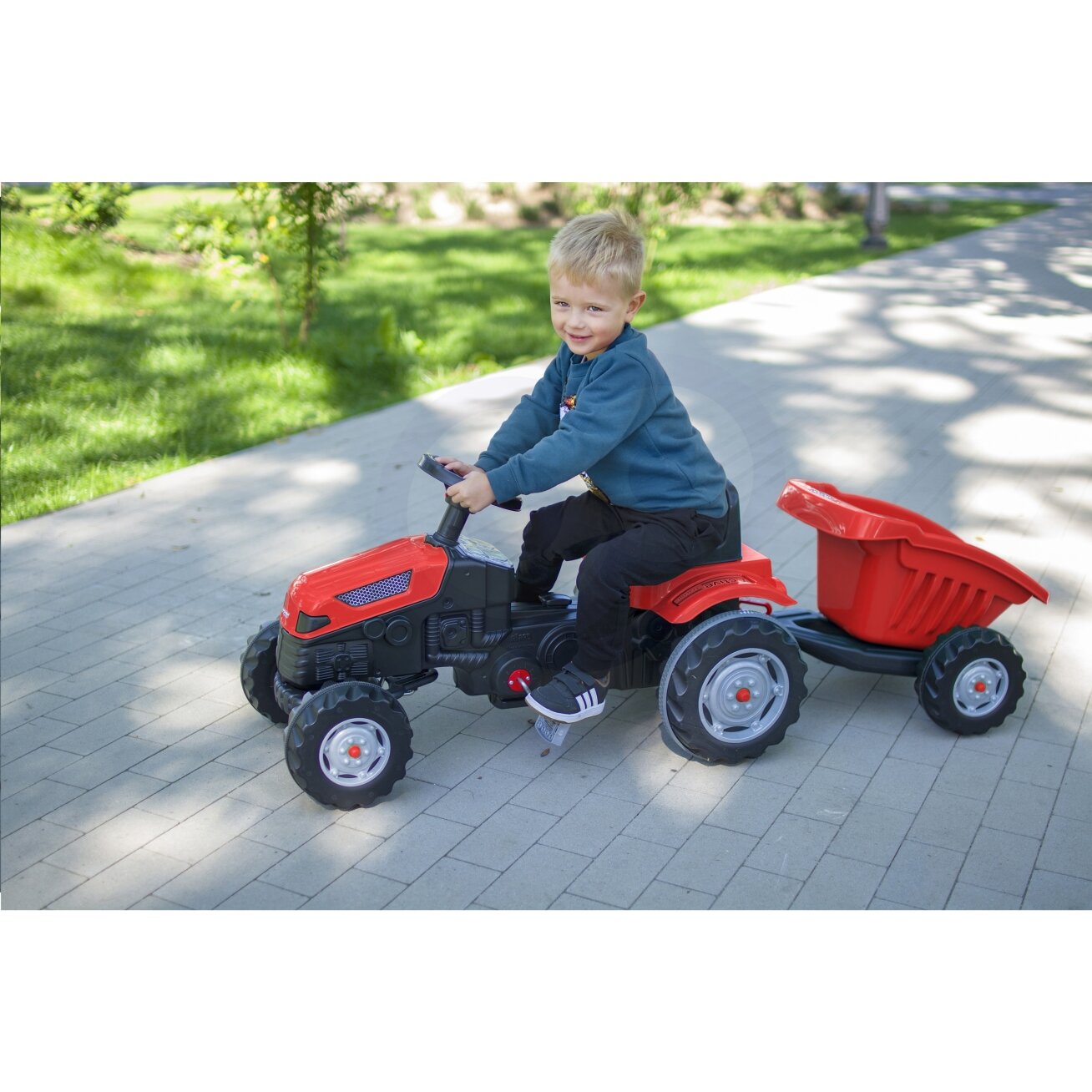 WOOPIE Pedalinis traktorius Farmer GoTrac MAXI su priekaba, tylūs ratai 18 WOOPIE Pedalinis traktorius Farmer GoTrac MAXI su priekaba, tylūs ratai 18