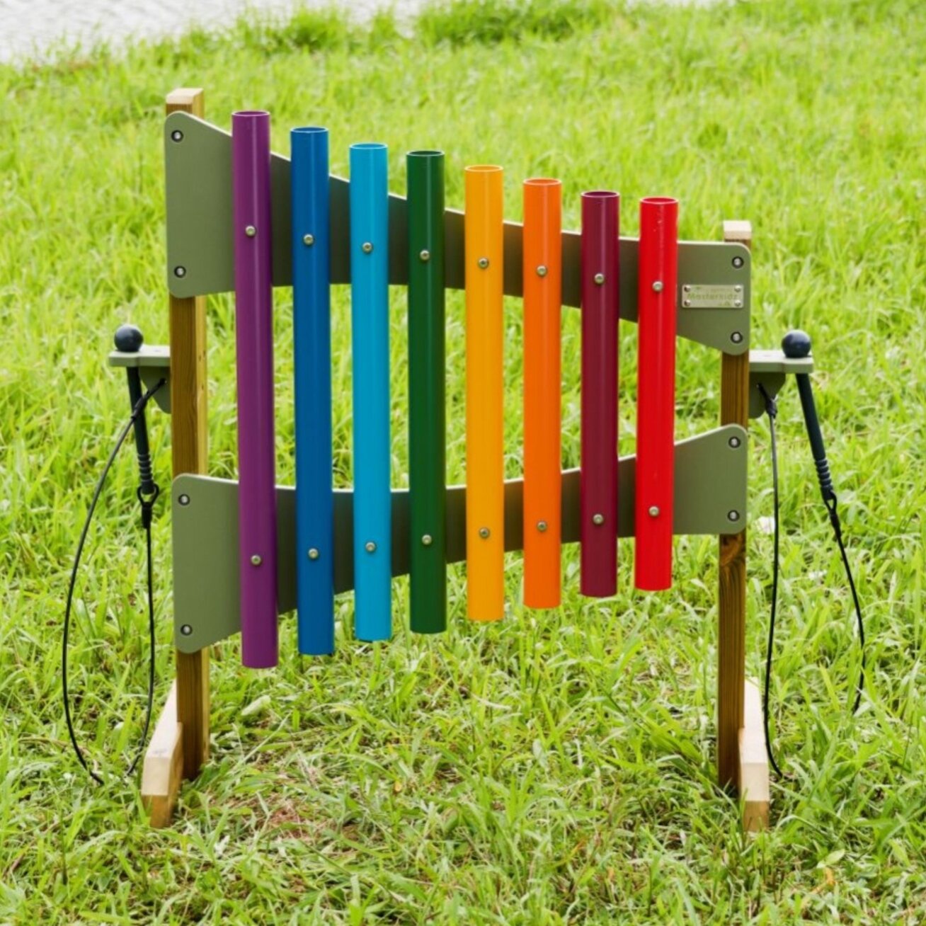 MASTERKIDZ Spalvingi laisvai pastatomi lauko metalofonai 95 cm 1