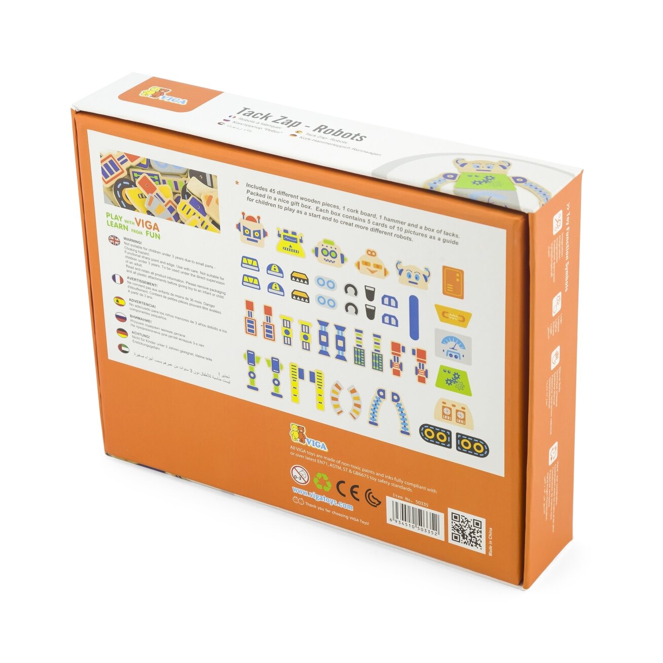 VIGA medinė kalimo mozaika Robotai 45 elementai Montessori 14