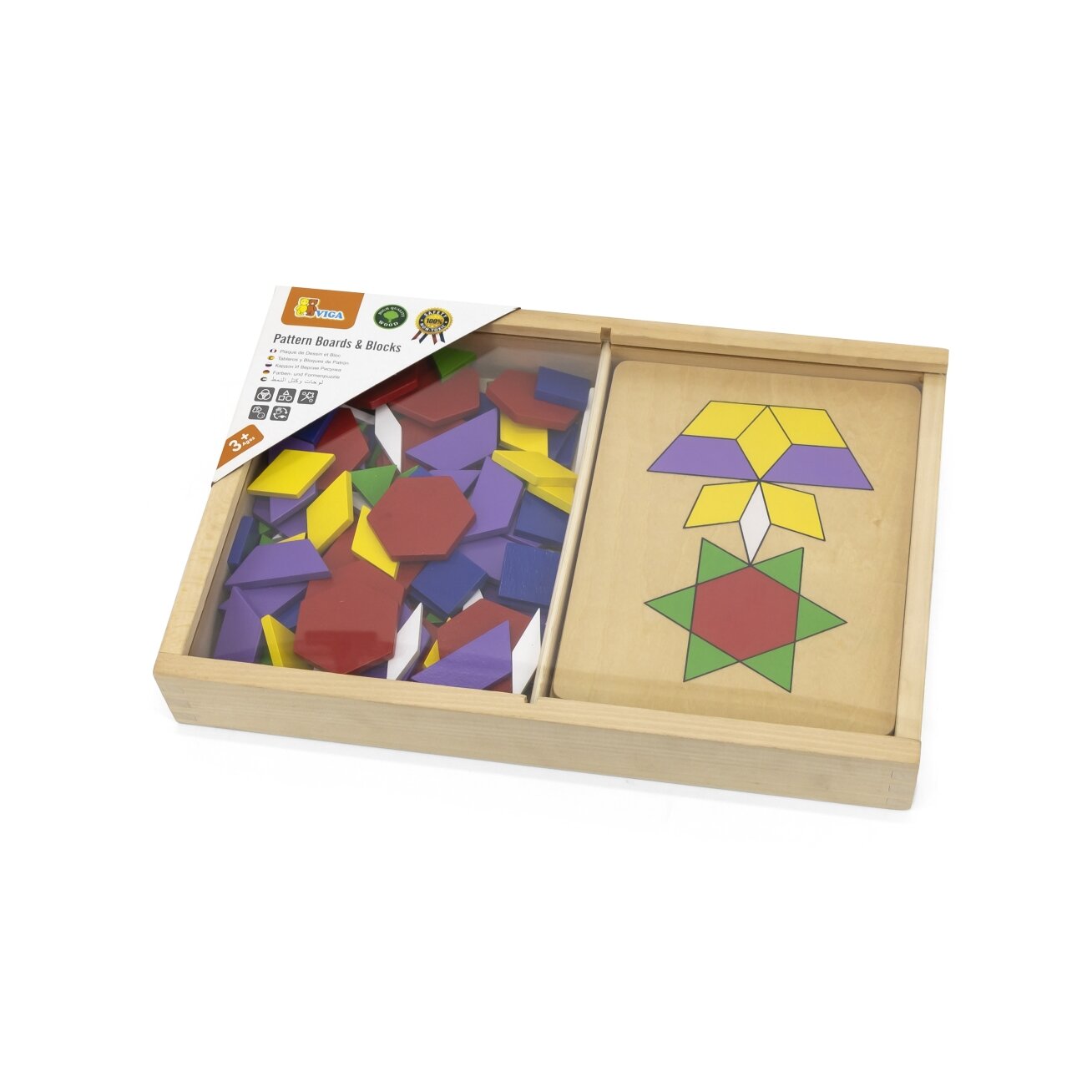 VIGA medinė geometrinė mozaika Dieneso kaladėlės loginė dėlionė Montessori 148 el. 3 VIGA medinė geometrinė mozaika Dieneso kaladėlės loginė dėlionė Montessori 148 el. 3