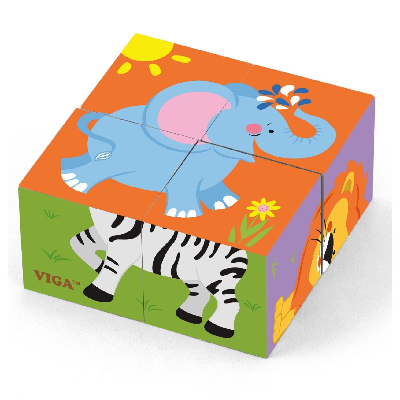 Viga medinė dėlionė Zoo Puzzle 4 kaladėlės 1