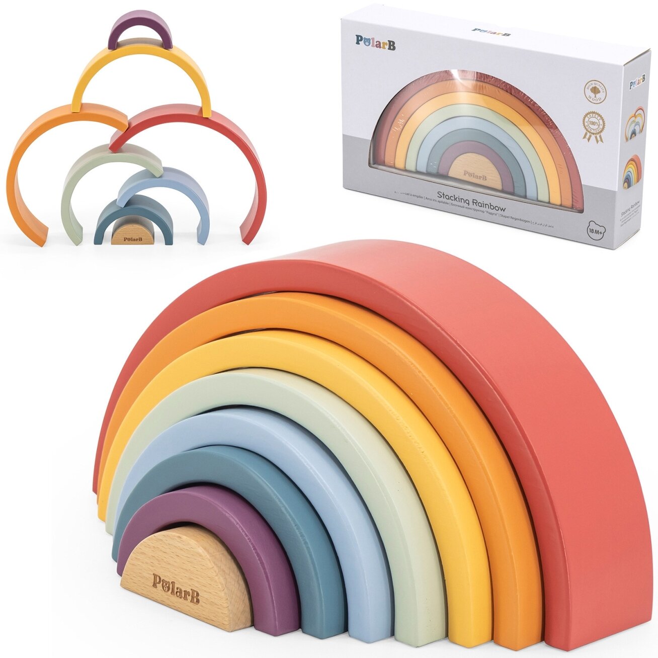 VIGA PolarB Medinis vaivorykštės dėlionė – kūrybinės Montessori kaladėlės VIGA PolarB Medinis vaivorykštės dėlionė – kūrybinės Montessori kaladėlės