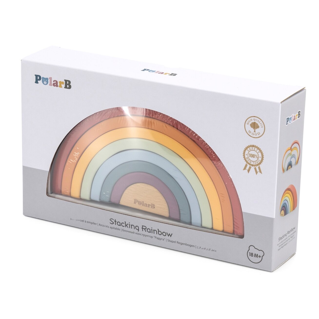 VIGA PolarB Medinis vaivorykštės dėlionė – kūrybinės Montessori kaladėlės 8