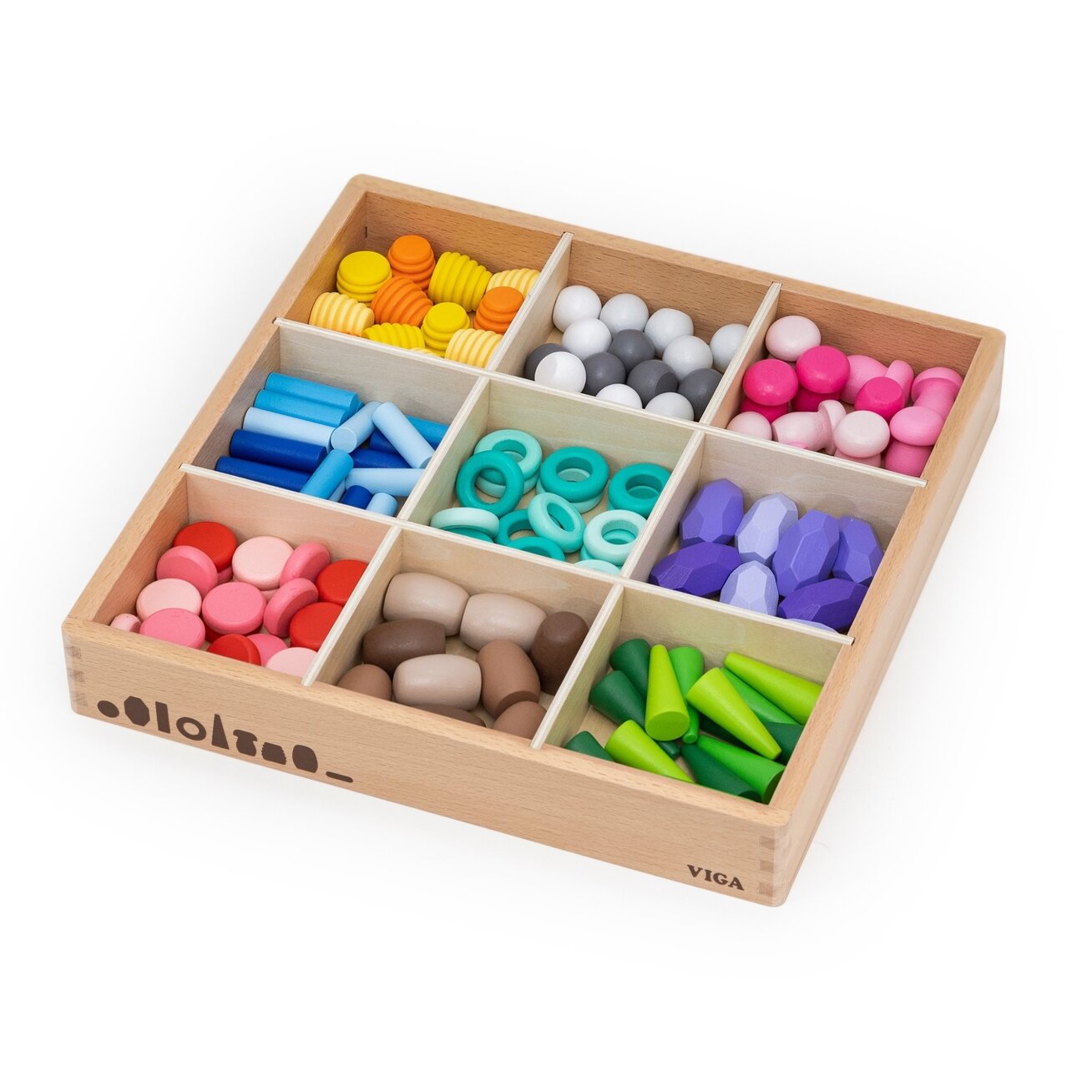 VIGA edukacinės medinės kaladėlės Montessori rūšiuoklis 141 el. 6