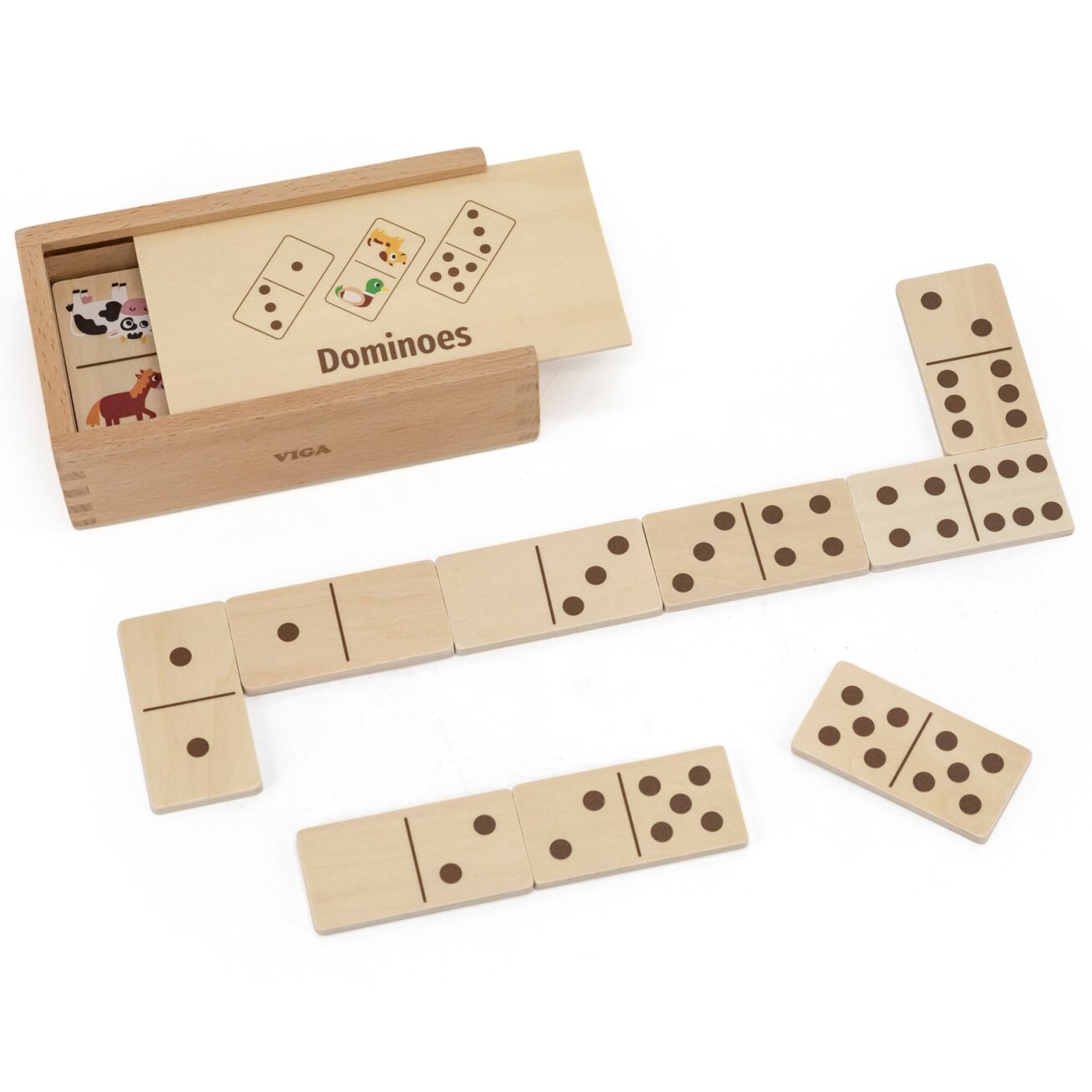 VIGA medinis domino 2in1 Gyvūnai ir skaičiai 2 VIGA medinis domino 2in1 Gyvūnai ir skaičiai 2