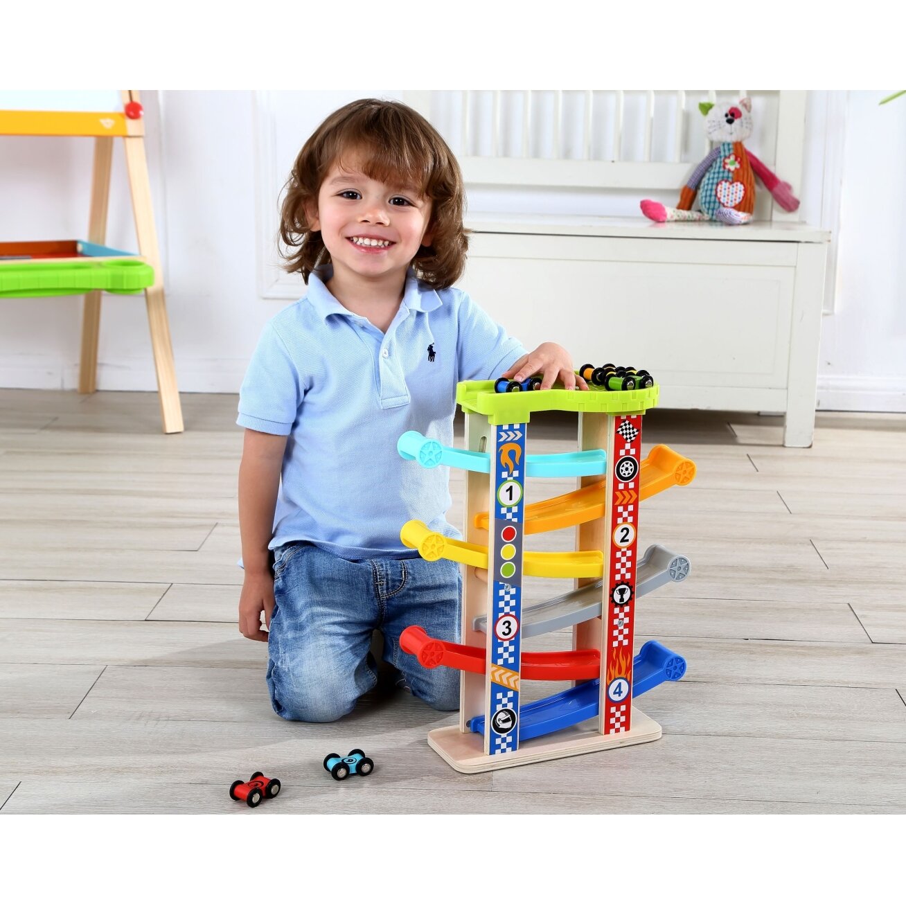 TOOKY TOY Spalvinga nusileidimo trasa automobiliams 1