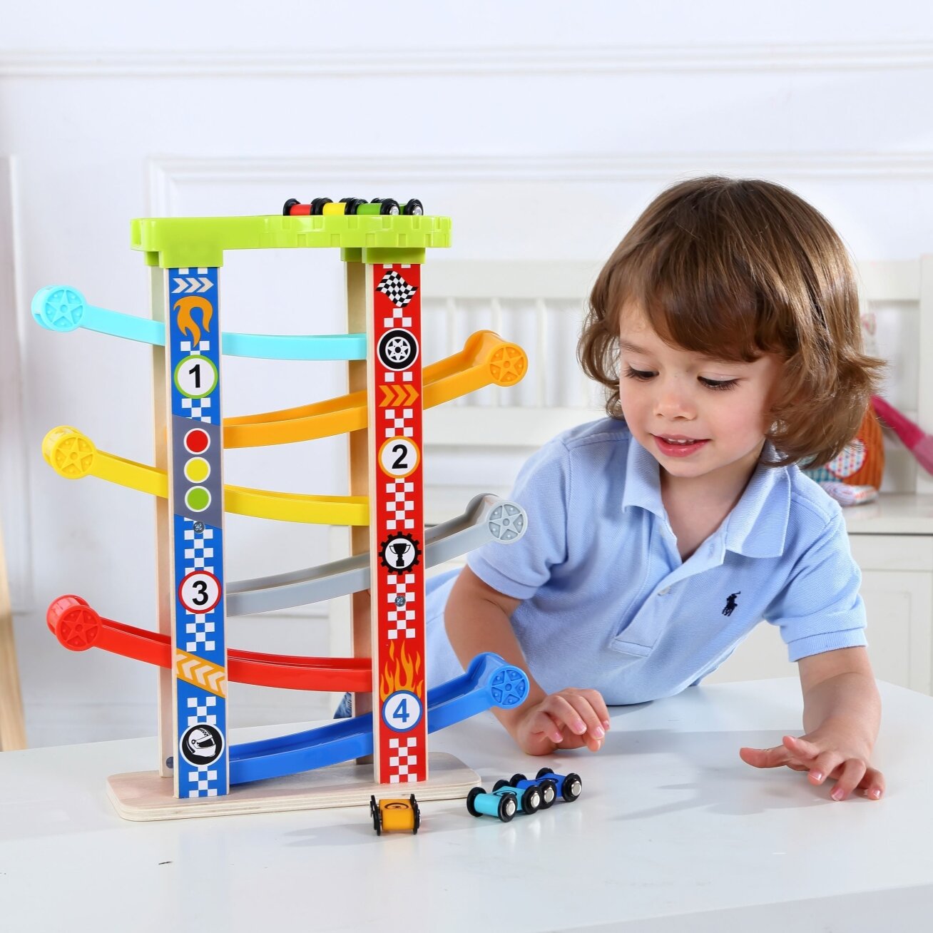 TOOKY TOY Spalvinga nusileidimo trasa automobiliams 2